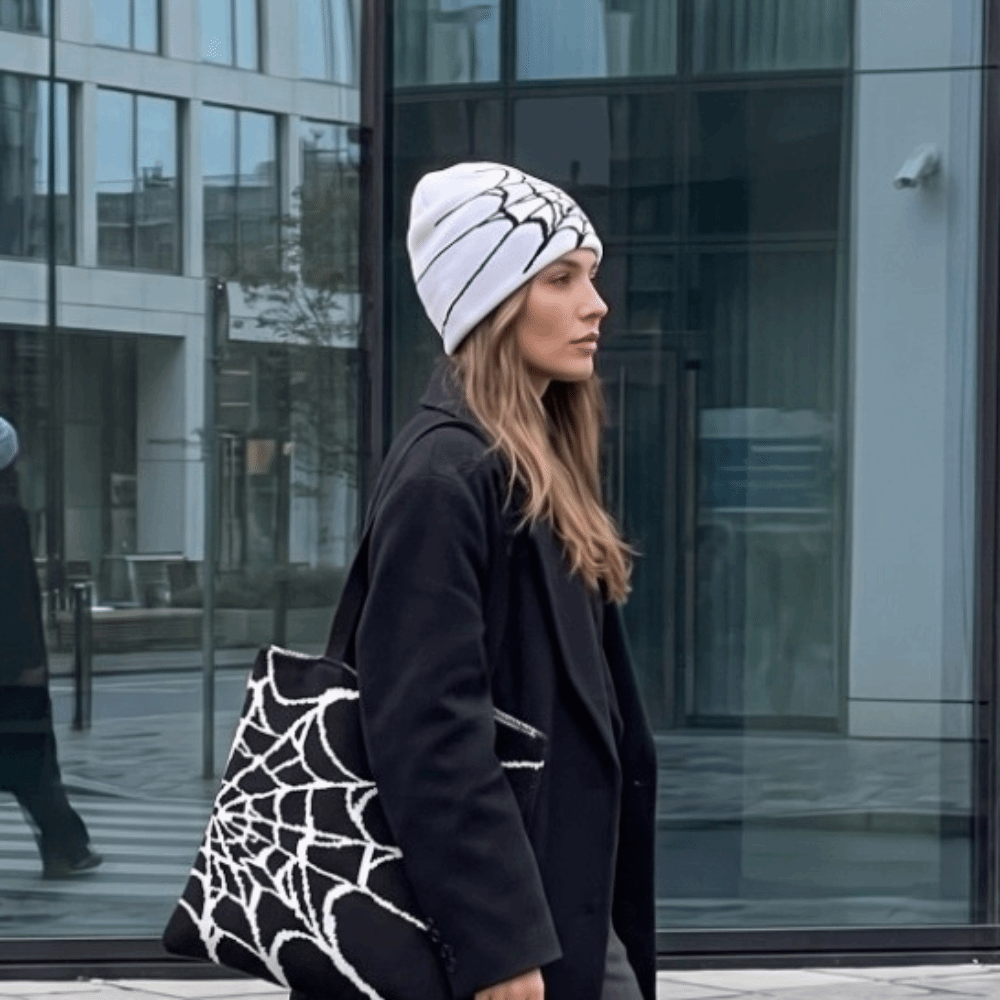Gothic Soft Spider Web Pattern - огляд і ціна Beanie Cuffed Knit
